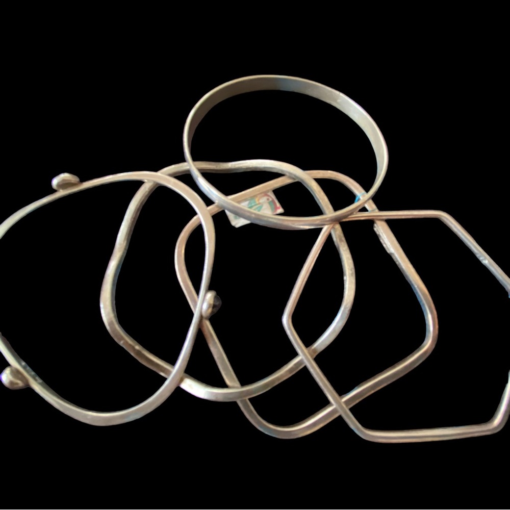 The Shapes of Things: 5 Vintage Sterling Silver Geometric Shaped Bangles